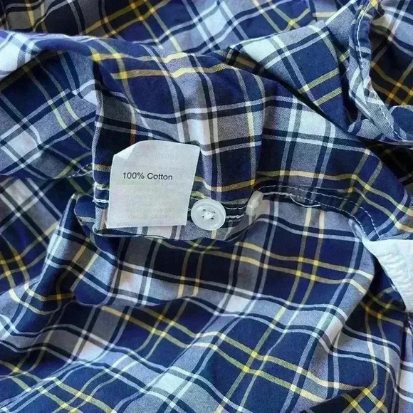 J Crew plaid blue and yellow button down - Picture 3 of 5